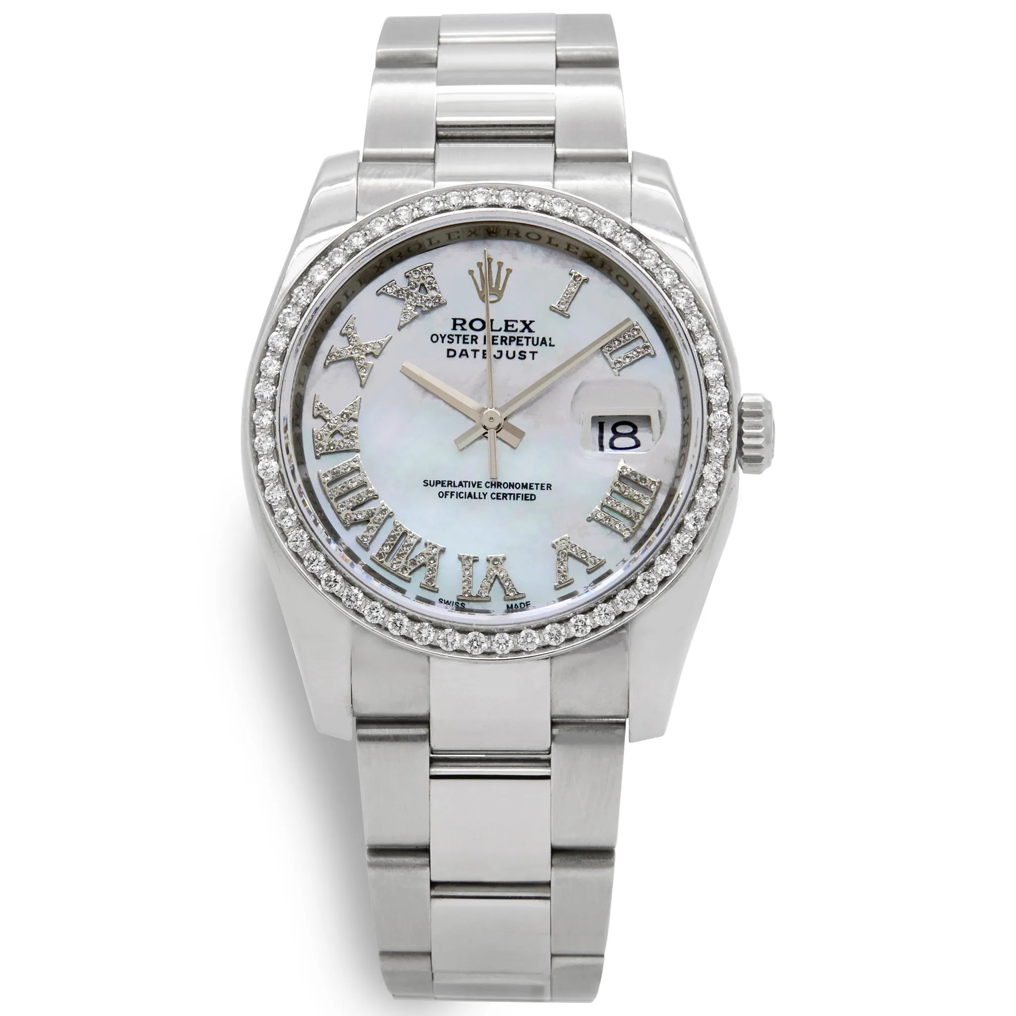Rolex Datejust 36mm 116200 Custom MOP Diamond Dial Automatic Watch