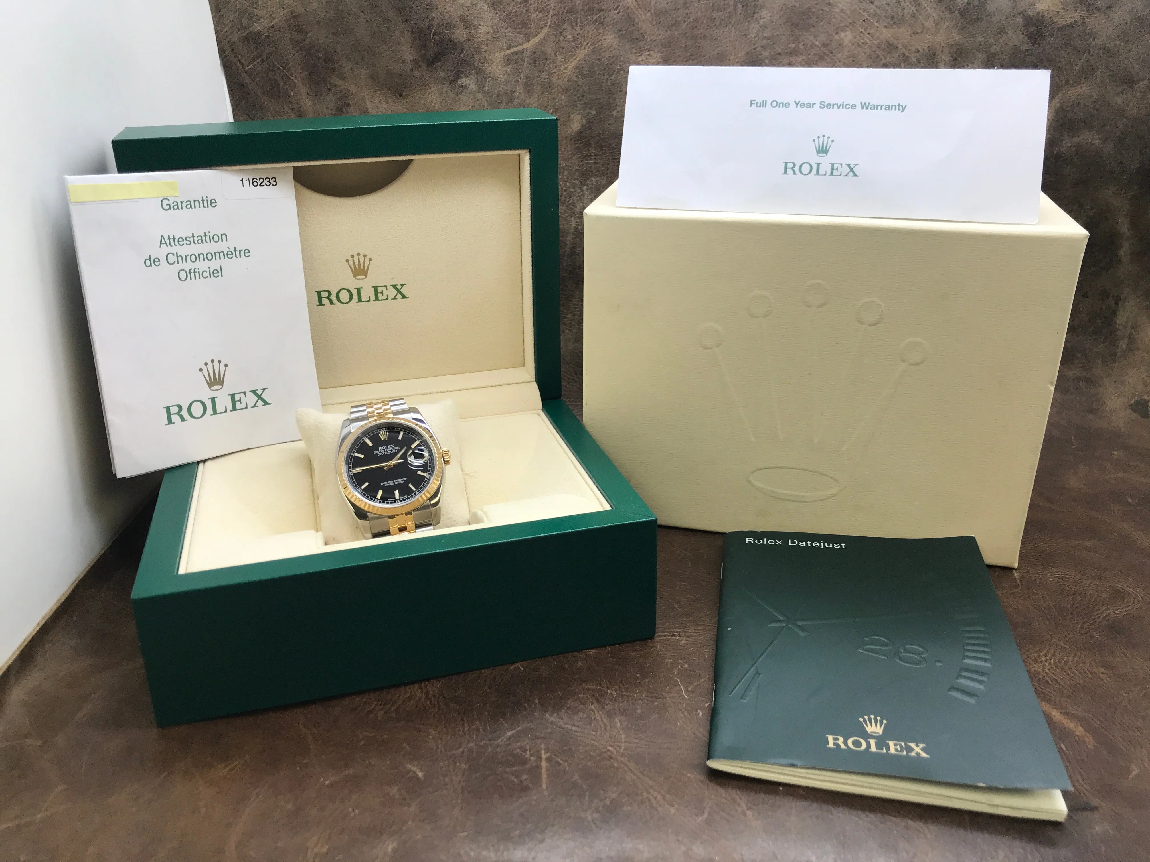 Rolex Datejust 36mm 116233 Black Dial Automatic Watch