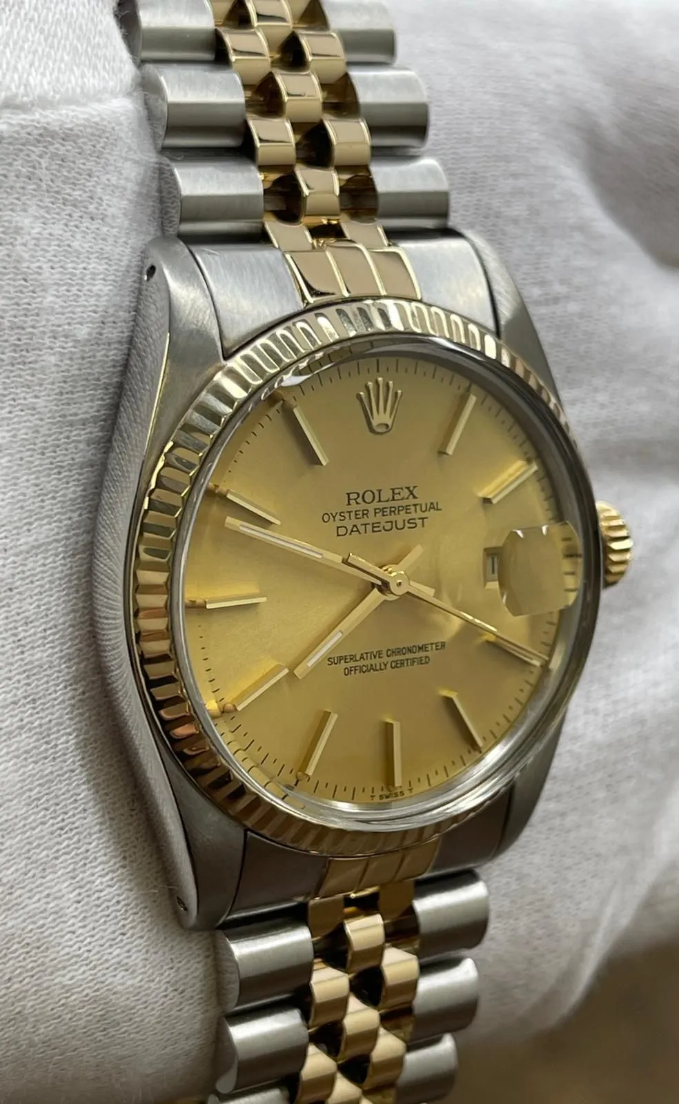 Rolex Datejust 36mm Custom Links 16013 Champagne Dial Automatic Watch