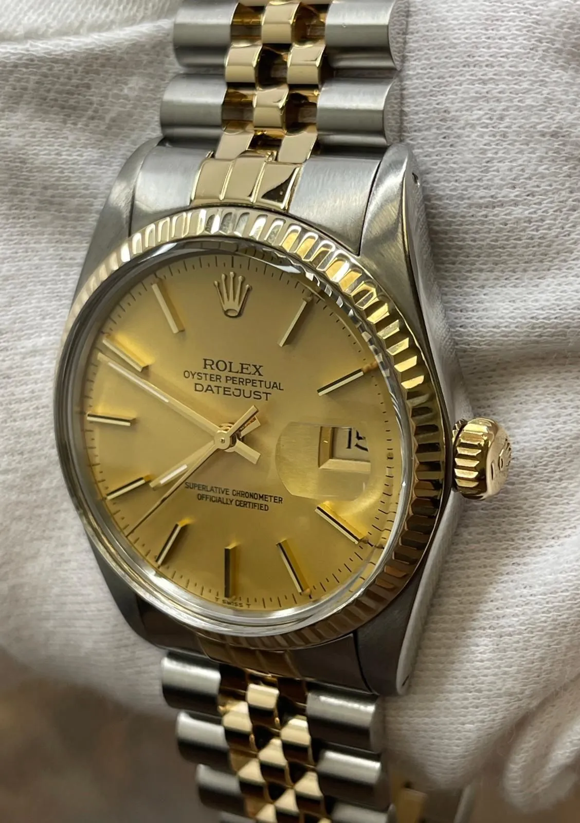 Rolex Datejust 36mm Custom Links 16013 Champagne Dial Automatic Watch