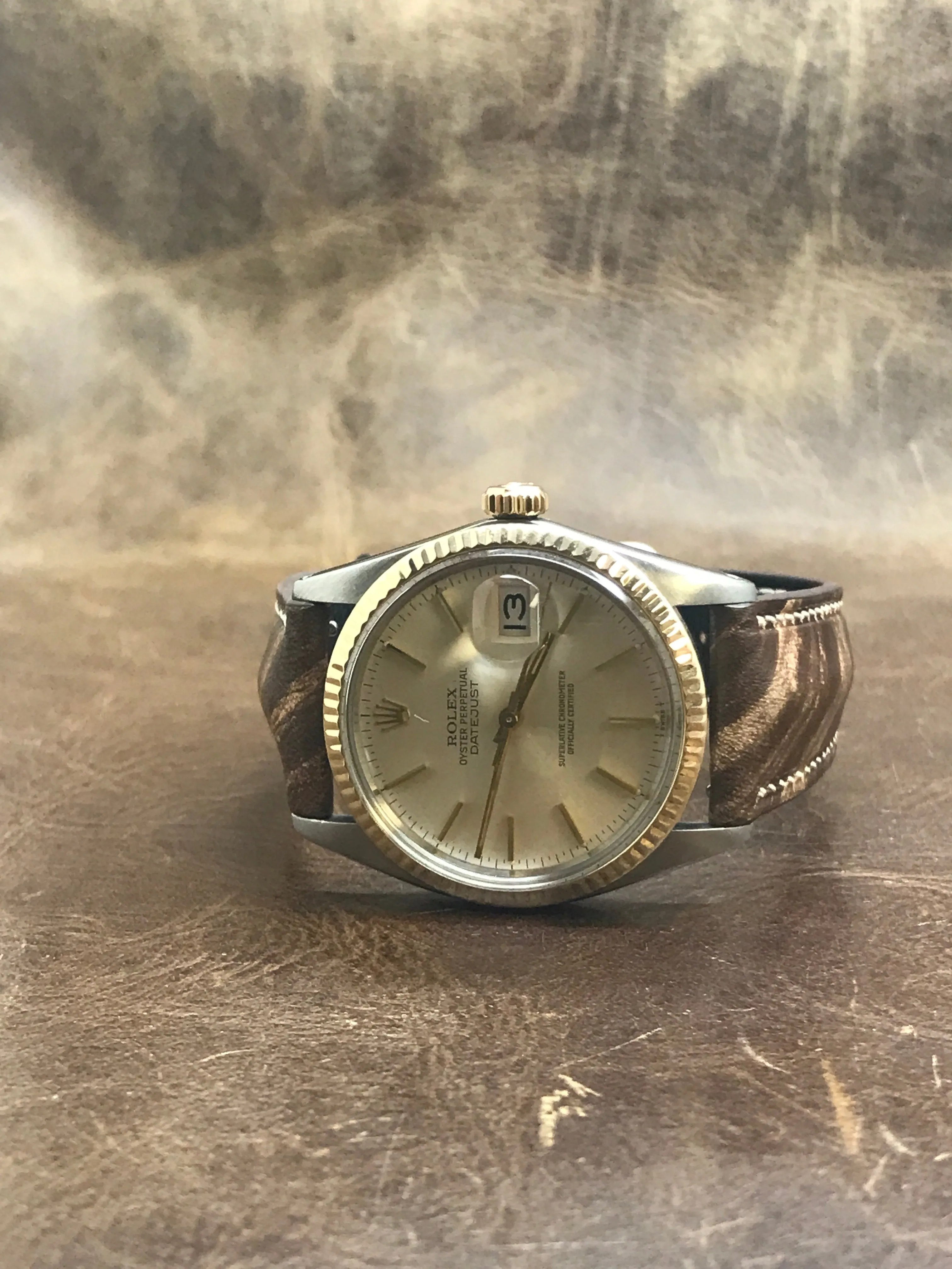 Rolex Datejust 36mm Custom Strap 16013 Silver Dial Automatic Watch