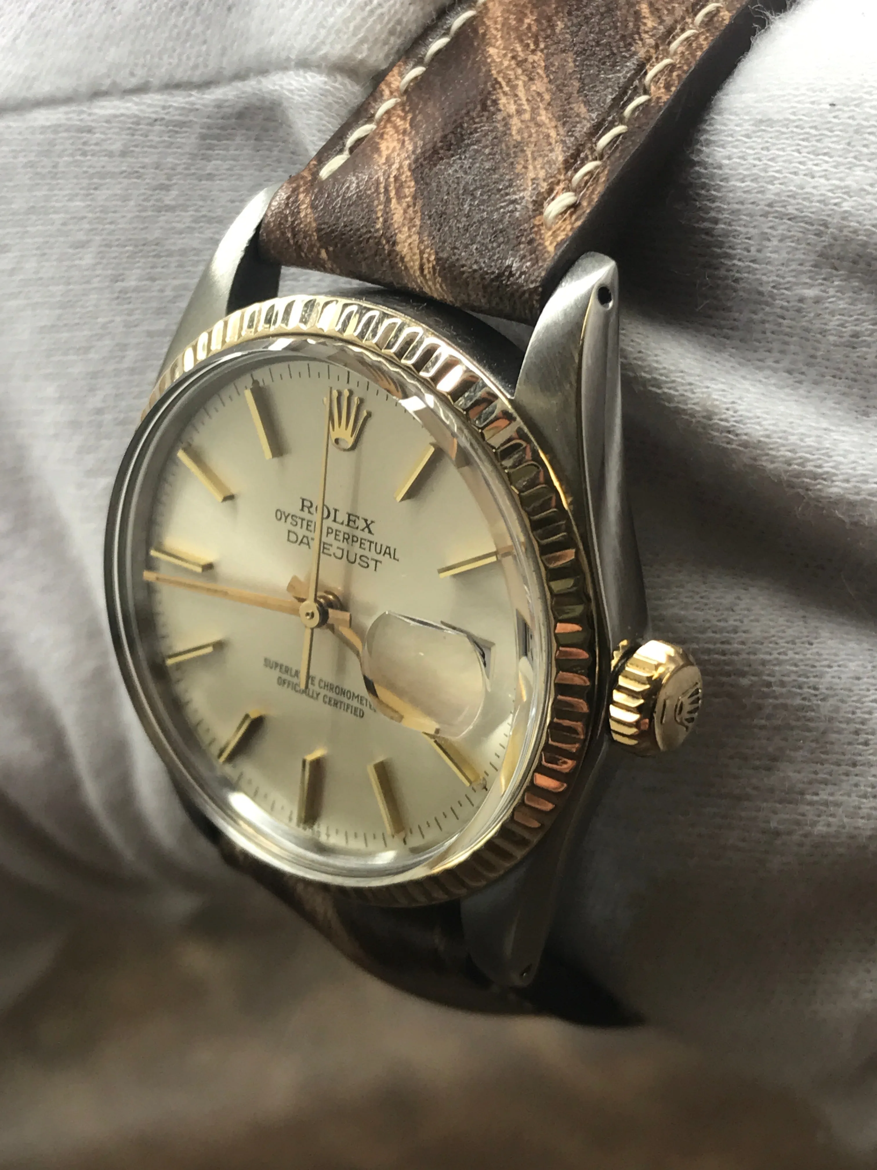 Rolex Datejust 36mm Custom Strap 16013 Silver Dial Automatic Watch