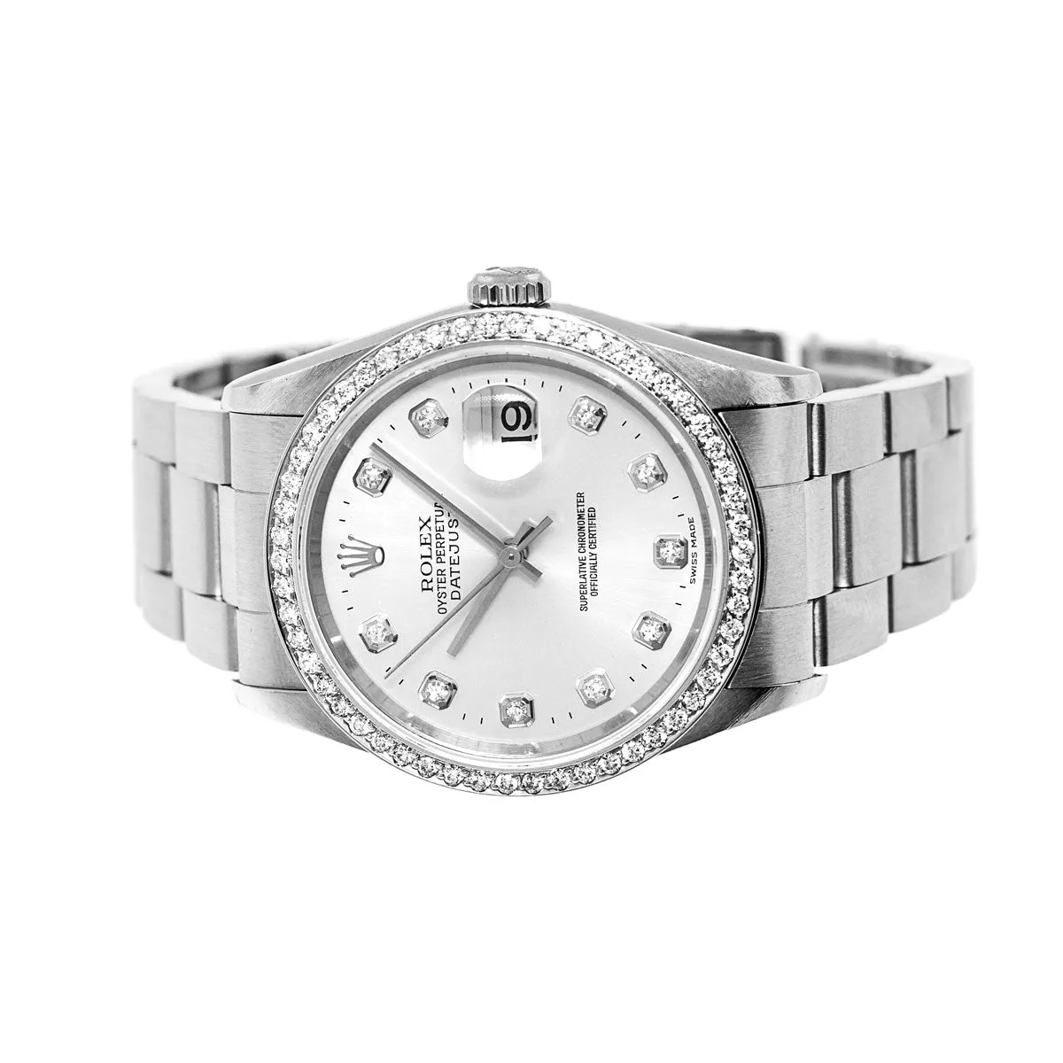 Rolex Datejust 36mm Stainless Steel Silver Diamond Dial & Bezel 16234