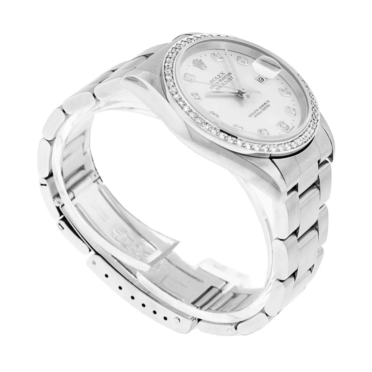 Rolex Datejust 36mm Stainless Steel Silver Diamond Dial & Bezel 16234