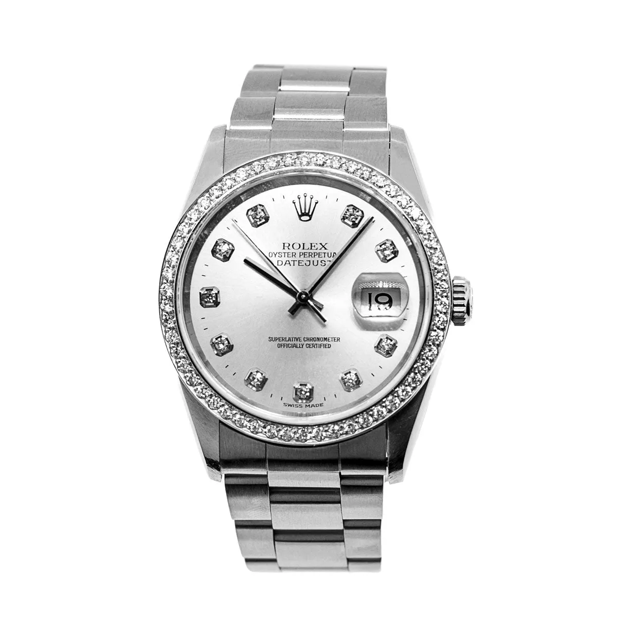 Rolex Datejust 36mm Stainless Steel Silver Diamond Dial & Bezel 16234
