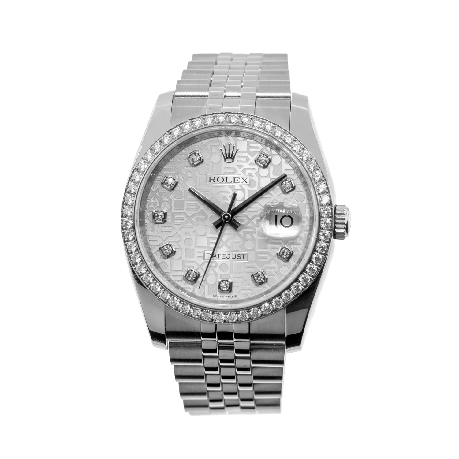 Rolex Datejust 36mm White Gold & Steel Silver Jubilee Diamond Dial & Diamond Bezel 116244