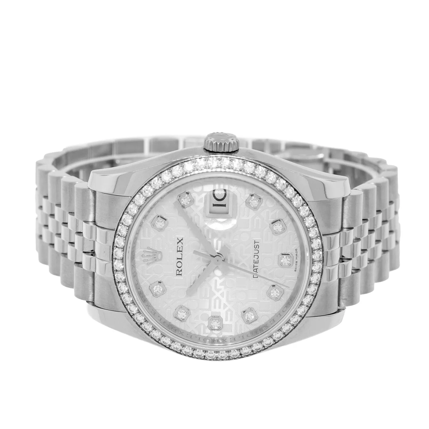 Rolex Datejust 36mm White Gold & Steel Silver Jubilee Diamond Dial & Diamond Bezel 116244