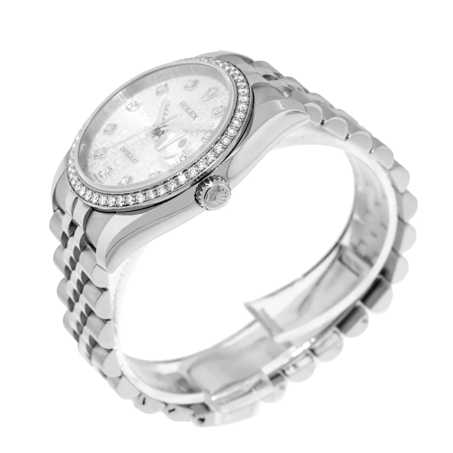 Rolex Datejust 36mm White Gold & Steel Silver Jubilee Diamond Dial & Diamond Bezel 116244