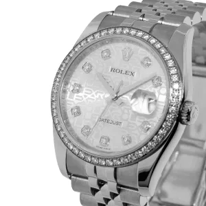 Rolex Datejust 36mm White Gold & Steel Silver Jubilee Diamond Dial & Diamond Bezel 116244