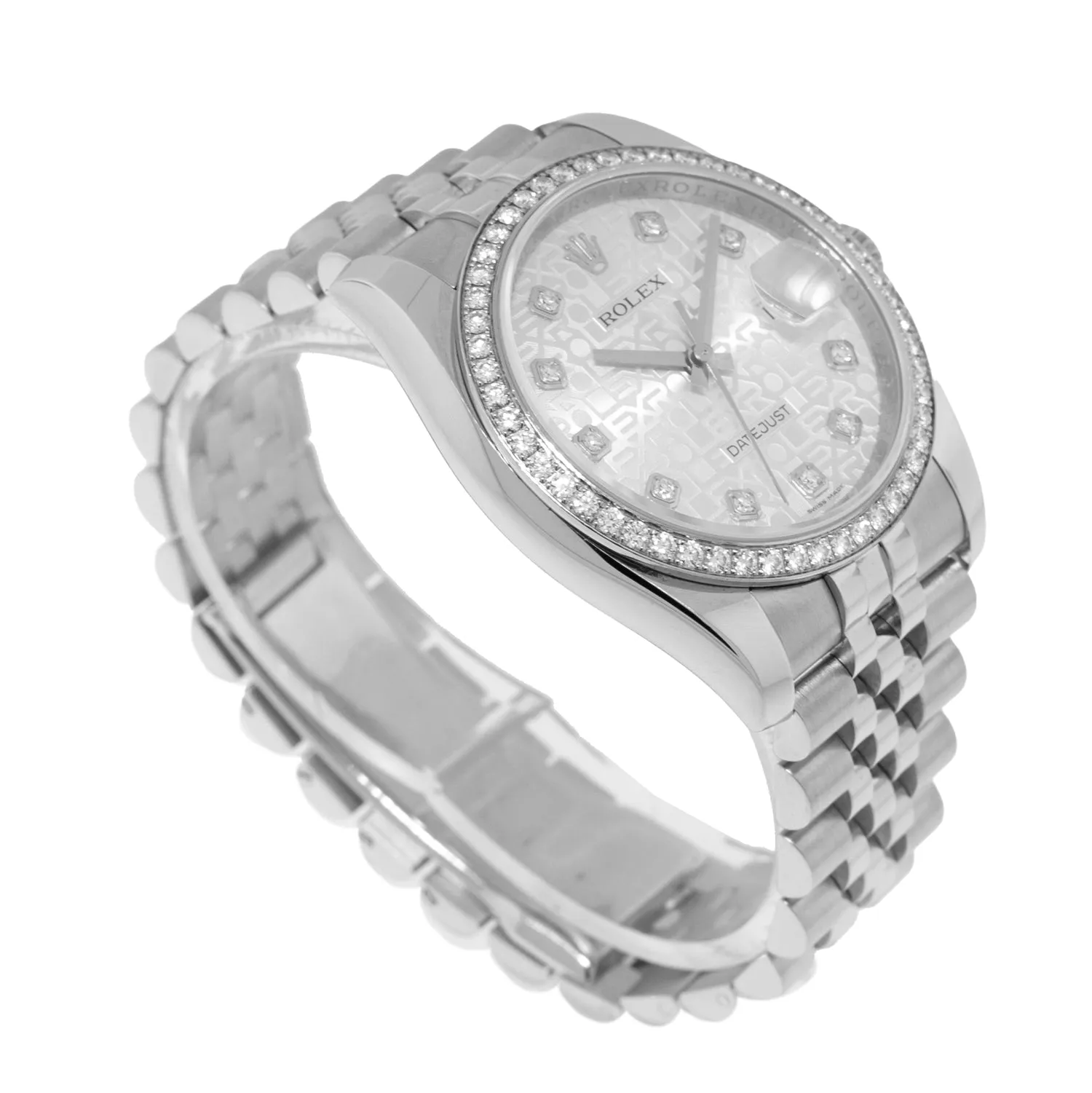 Rolex Datejust 36mm White Gold & Steel Silver Jubilee Diamond Dial & Diamond Bezel 116244