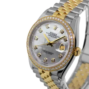 Rolex Datejust 36mm Yellow Gold & Steel MOP Diamond Dial & Diamond Bezel 126283RBR