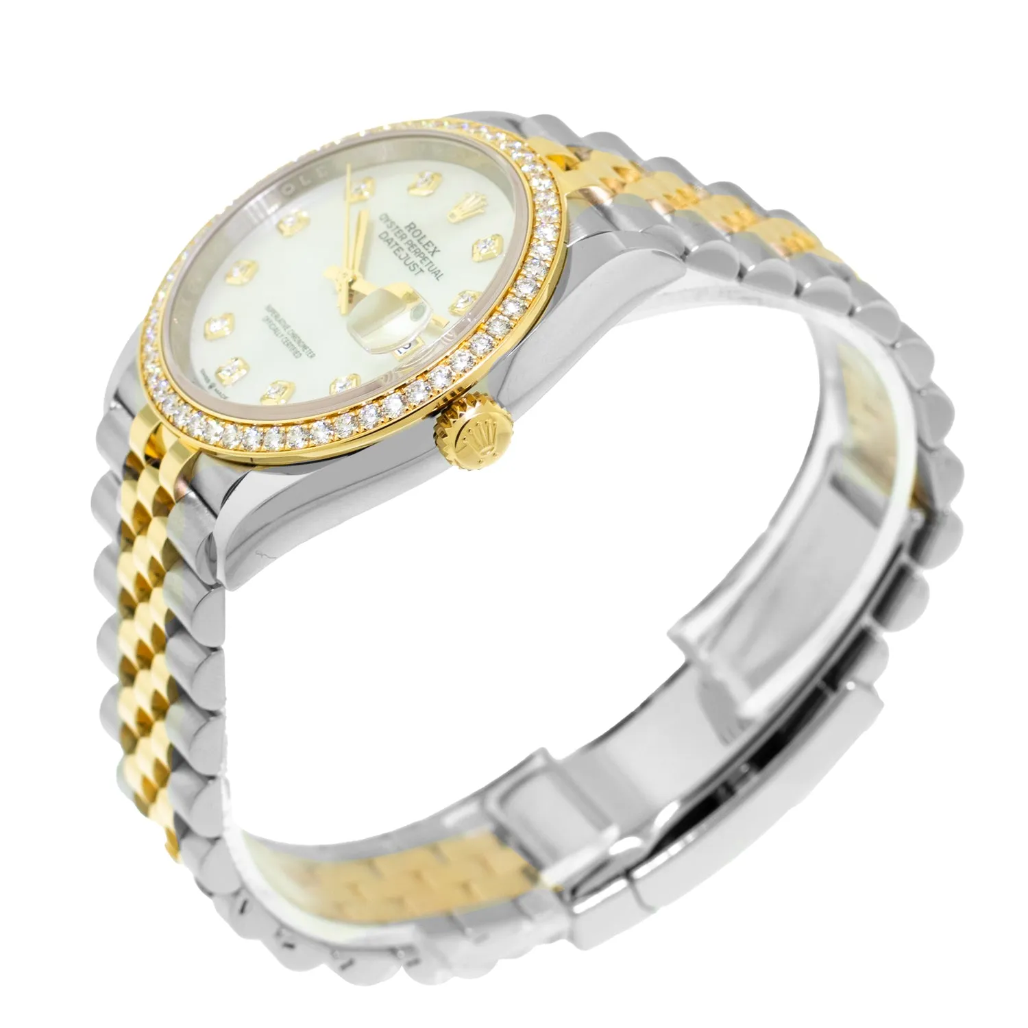 Rolex Datejust 36mm Yellow Gold & Steel MOP Diamond Dial & Diamond Bezel 126283RBR