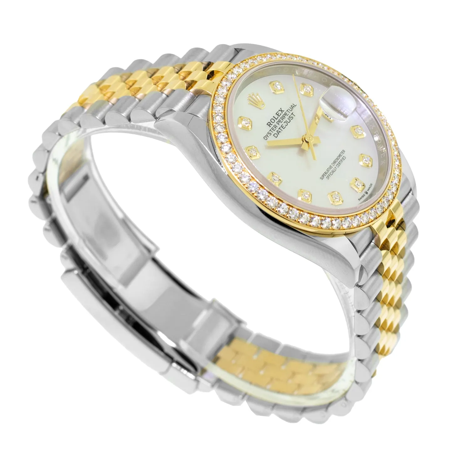 Rolex Datejust 36mm Yellow Gold & Steel MOP Diamond Dial & Diamond Bezel 126283RBR