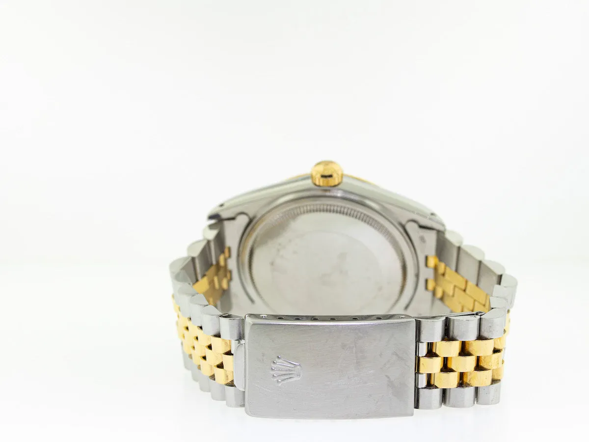 Rolex Datejust 36mm Yellow Gold & Steel Red Diamond Dial & Fluted Bezel 16013