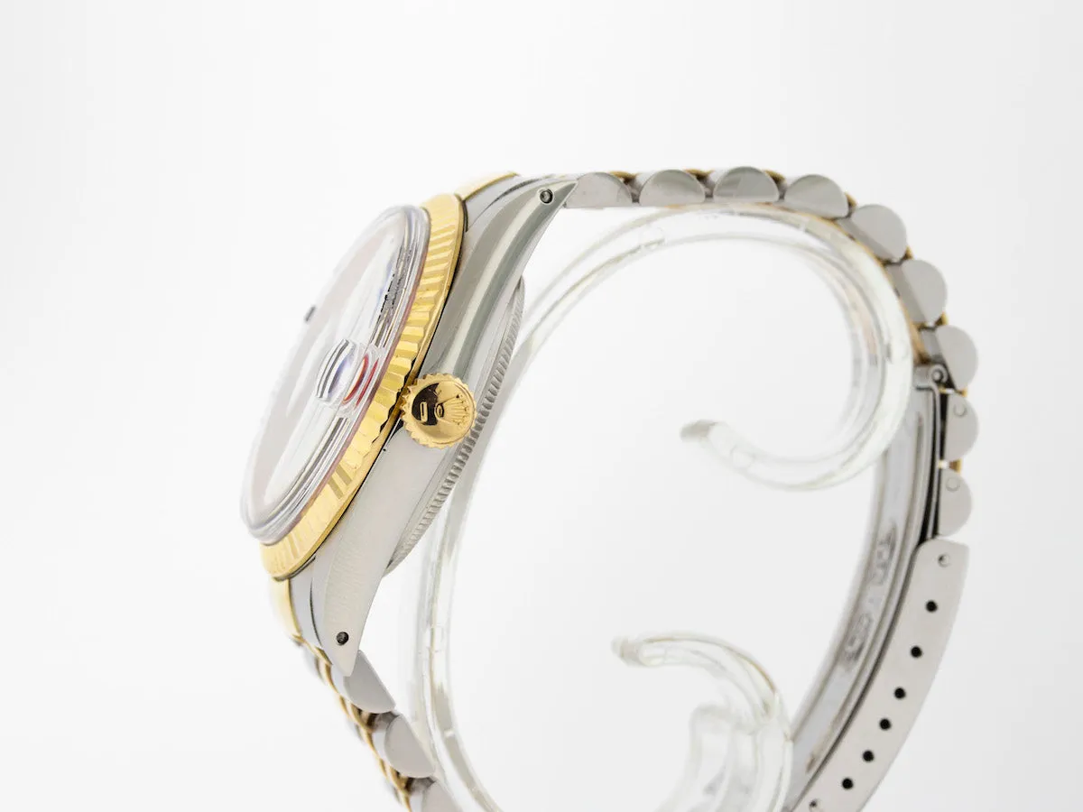 Rolex Datejust 36mm Yellow Gold & Steel Red Diamond Dial & Fluted Bezel 16013