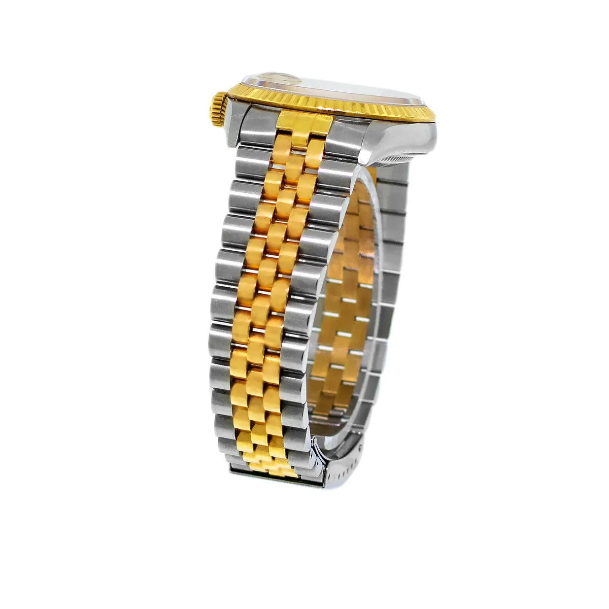 Rolex Datejust 36mm Yellow Gold Steel Champagne Diamond Dial Fluted Bezel 16233