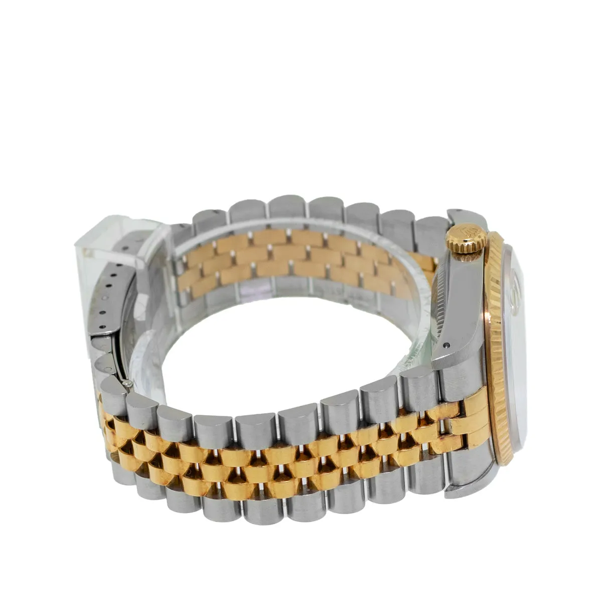 Rolex Datejust 36mm Yellow Gold Steel Rhodium Diamond Dial Fluted Bezel 16233