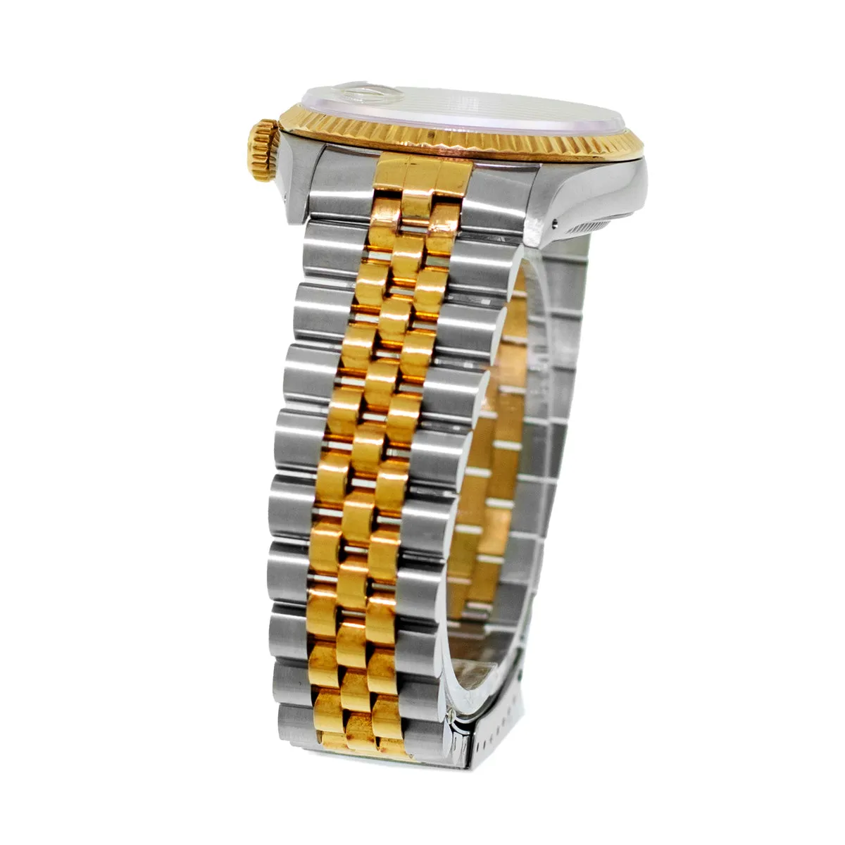 Rolex Datejust 36mm Yellow Gold Steel Rhodium Diamond Dial Fluted Bezel 16233