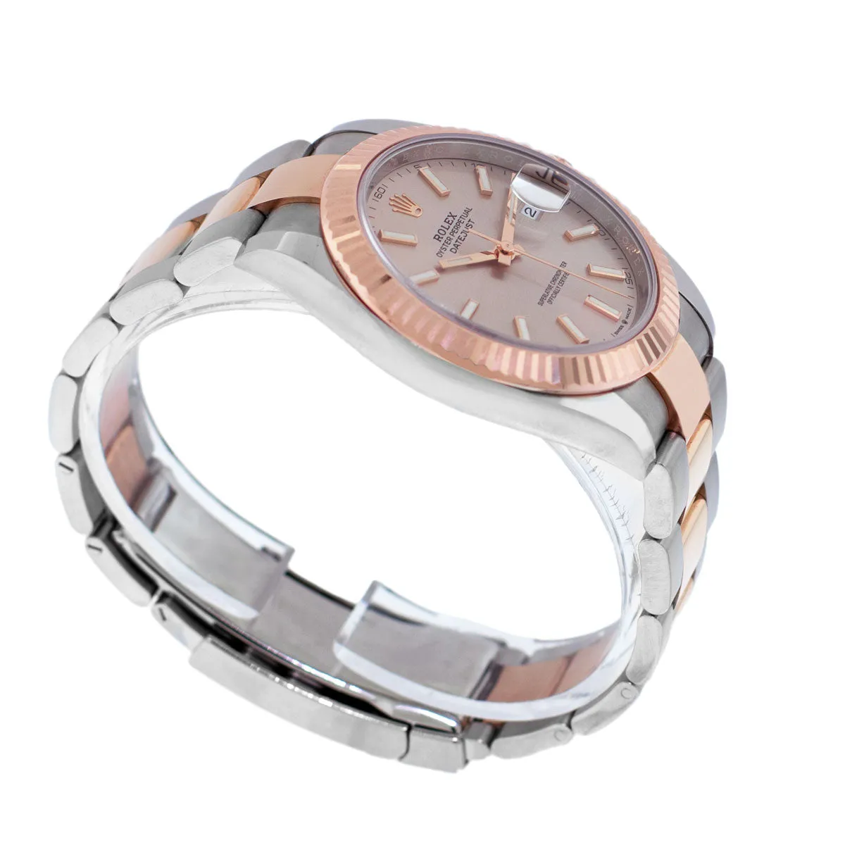 Rolex Datejust 41mm Everose Gold & Steel Sundust Index Dial & Fluted Bezel 126331