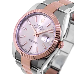Rolex Datejust 41mm Everose Gold & Steel Sundust Index Dial & Fluted Bezel 126331