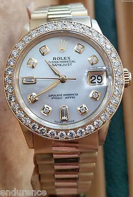 ROLEX DATEJUST GOLD MOTHER OF PEARL DIAMONDS DIAL & BEZEL MIDSIZE PRESIDENT 6624