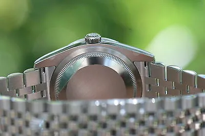 ROLEX DATEJUST MENS LADIES 36mm STEEL 116200 DIAMOND BEZEL CUSTOM FLORAL UNWORN