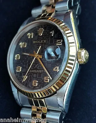 ROLEX DATEJUST TWO TONE 18K GOLD STAINLESS STEEL 36mm MODEL 16233 WATCH