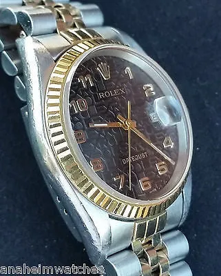 ROLEX DATEJUST TWO TONE 18K GOLD STAINLESS STEEL 36mm MODEL 16233 WATCH