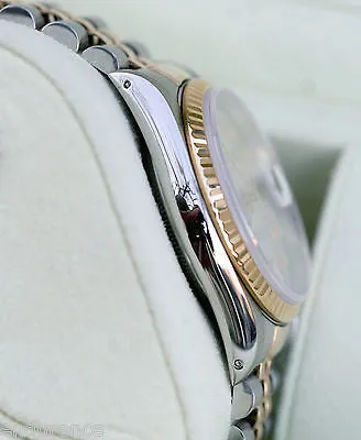 ROLEX DATEJUST TWO TONE 18K GOLD STAINLESS STEEL WATCH SILVER DIAMOND DIAL 16233