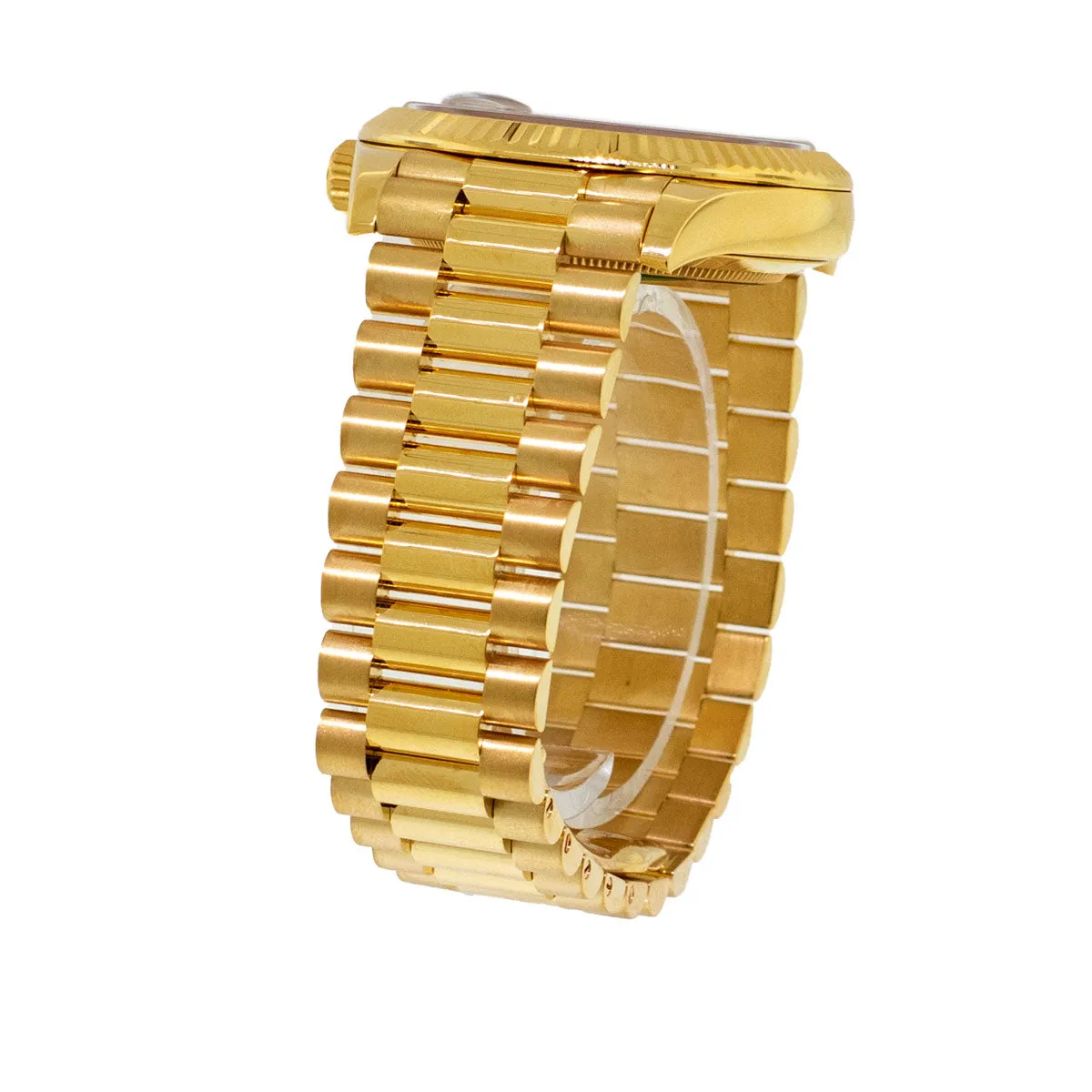 Rolex Day-Date 40mm Yellow Gold Black Diagonal Motif Index Dial & Fluted Bezel 228238