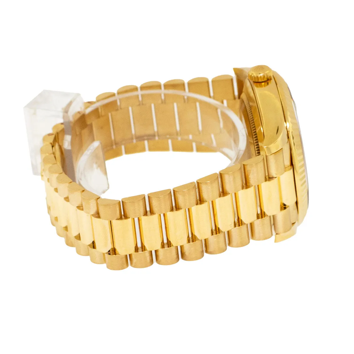 Rolex Day-Date 40mm Yellow Gold Black Diagonal Motif Index Dial & Fluted Bezel 228238