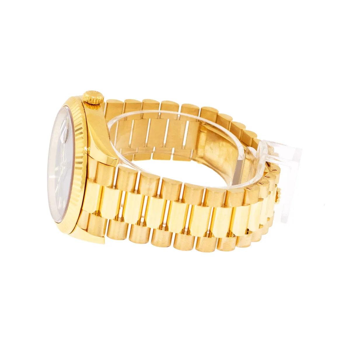 Rolex Day-Date 40mm Yellow Gold Black Diagonal Motif Index Dial & Fluted Bezel 228238