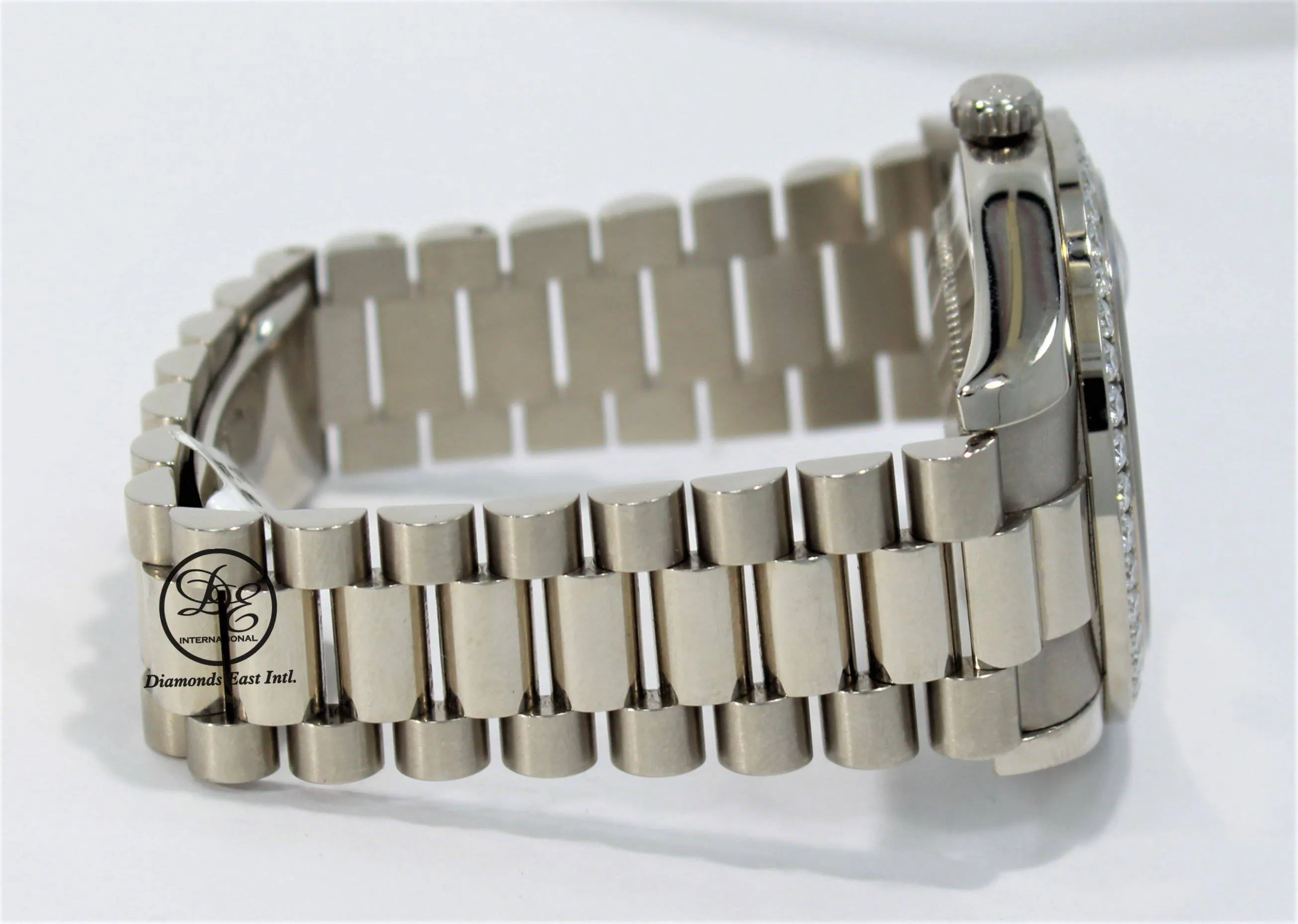 Rolex Day-Date II President 218349 18K White Gold Factory Diamond & Sapphires Dial Bezel BOX/PAPER