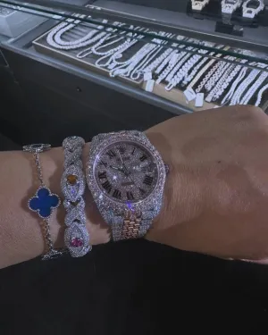 Rolex Day-Date Presidential Moissanite Diamond Watch & Bracelet set W 263