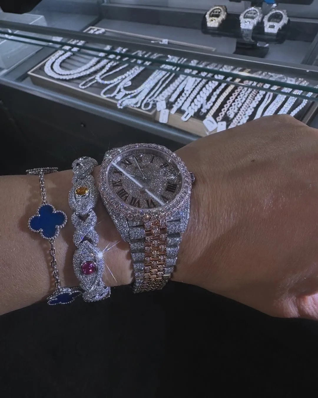 Rolex Day-Date Presidential Moissanite Diamond Watch & Bracelet set W 263