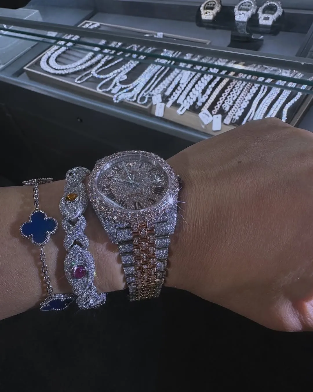 Rolex Day-Date Presidential Moissanite Diamond Watch & Bracelet set W 263