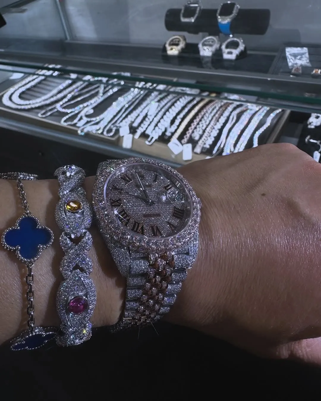 Rolex Day-Date Presidential Moissanite Diamond Watch & Bracelet set W 263