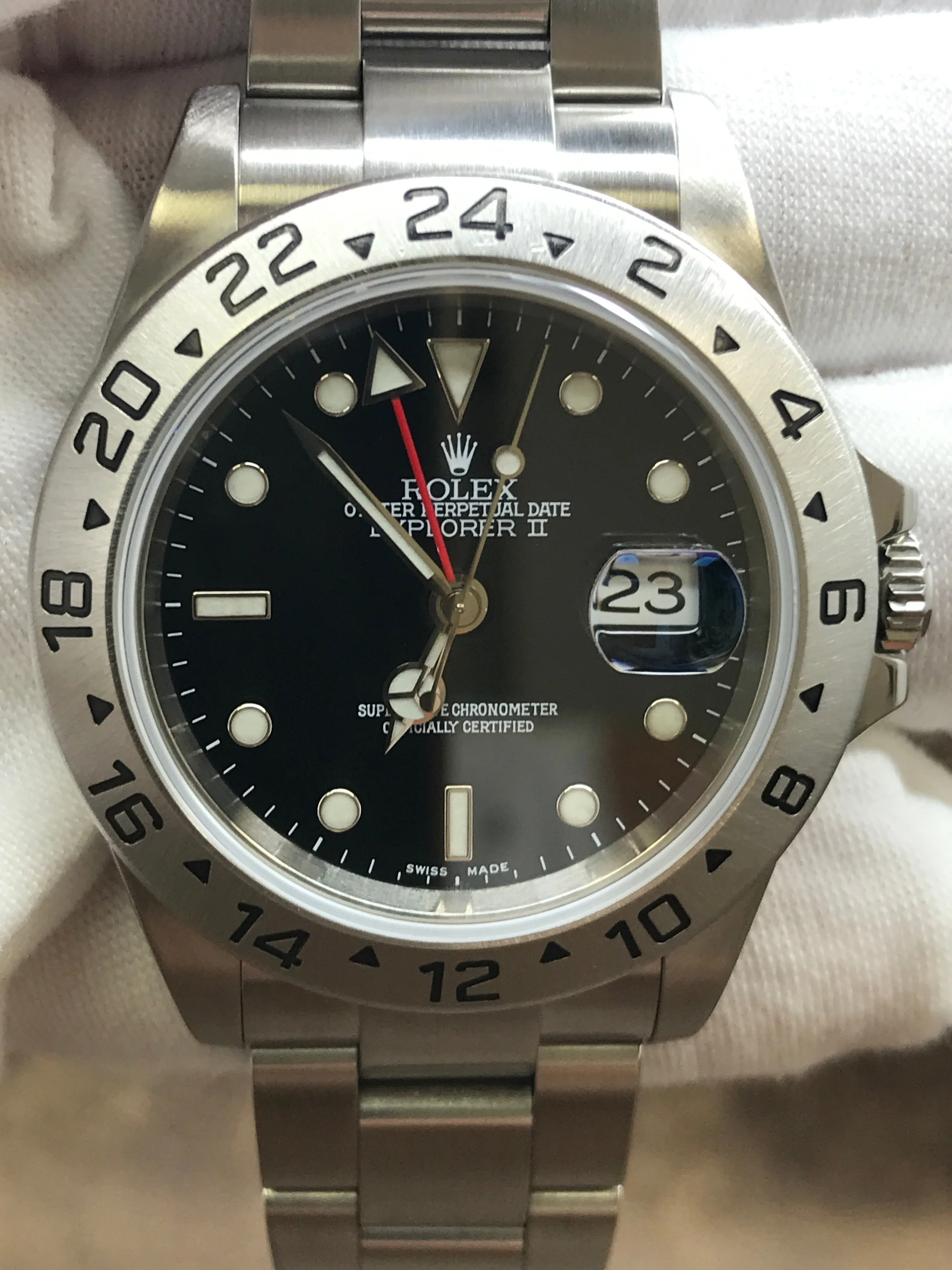 Rolex Explorer II F serial 16570 No Holes Black Dial Automatic Men's Watch