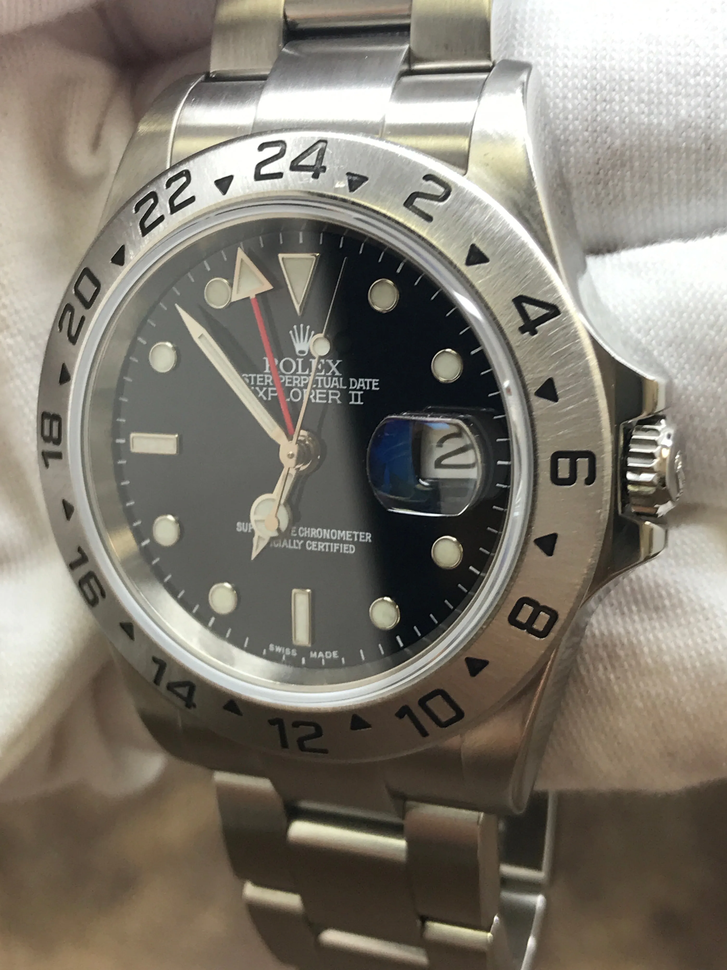 Rolex Explorer II F serial 16570 No Holes Black Dial Automatic Men's Watch