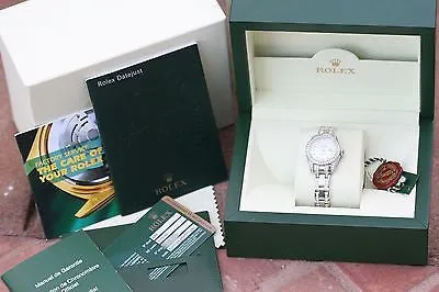 ROLEX LADIES 18K WHITE GOLD 3cts DIAMONDS MASTERPIECE BAND DIAMOND LUGS UNWORN