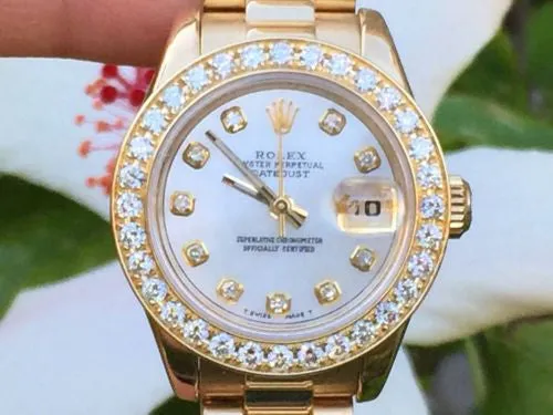 ROLEX LADIES 18k Yellow Gold PRESIDENTIAL DIAMOND BEZEL