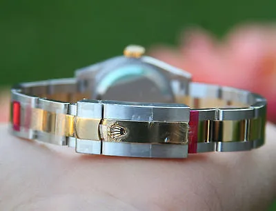 ROLEX LADIES 26mm DATEJUST 18K GOLD & STEEL RAISED ROMAN Vsn 179173 UNWORN