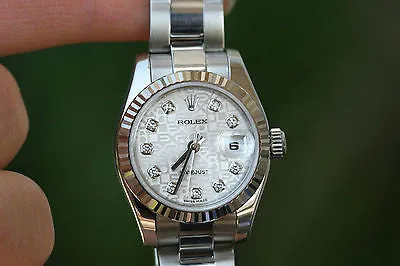ROLEX LADIES 26mm DATEJUST STAINLESS STEEL FACTORY JUBILEE DIAMOND SILVER 179174