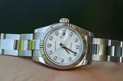 ROLEX LADIES 26mm DATEJUST STAINLESS STEEL FACTORY JUBILEE DIAMOND SILVER 179174