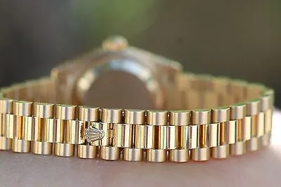 ROLEX LADIES 26mm PRESIDENT 18K YELLOW GOLD 179138 FACTORY DIAMOND DIAL BEZEL