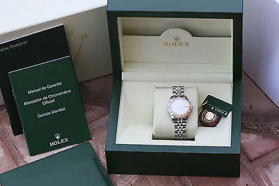 ROLEX LADIES 26mm STAINLESS STEEL DATEJUST 179174 12 DIAMOND BEZEL JUBILEE BAND