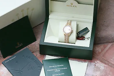 ROLEX LADIES 69178 PRESIDENT 26mm 18K YELLOW GOLD DIAMOND BAND BEZEL & DIAL