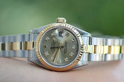ROLEX LADIES DATEJUST 69163 2TONE DIAMOND DIAL 26mm 18K YELLOW GOLD "T" 1996