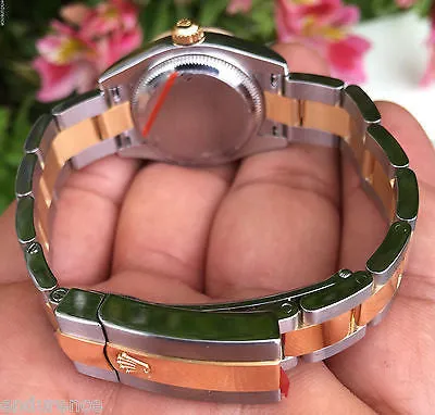 ROLEX LADIES DATEJUST TWO TONE MOTHER OF PEARL PINK DIAMONDS DIAL BEZEL 179173