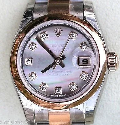 ROLEX LADIES DATEJUST TWO TONE TAHITIAN BLACK MOTHER-OF-PEARL DIAMOND DIAL